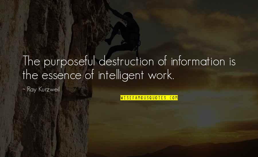 Purposeful Quotes By Ray Kurzweil: The purposeful destruction of information is the essence