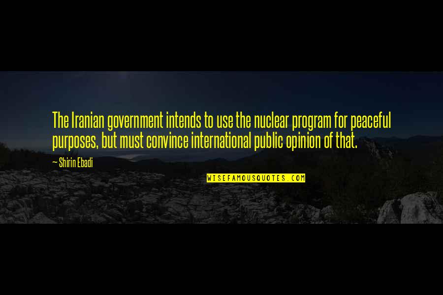 Purposes Of Government Quotes By Shirin Ebadi: The Iranian government intends to use the nuclear