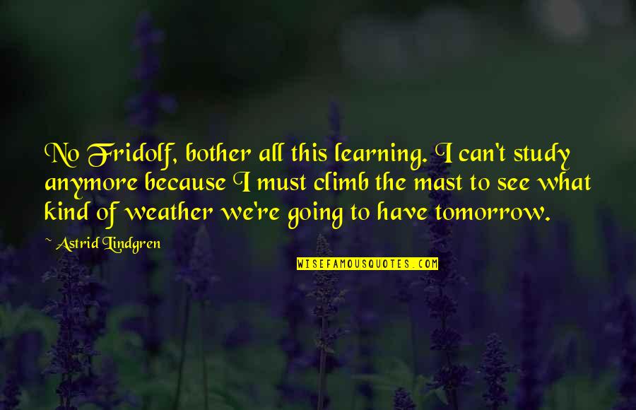 Purpous Quotes By Astrid Lindgren: No Fridolf, bother all this learning. I can't