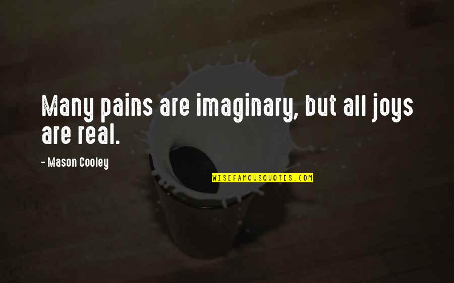 Purpse Quotes By Mason Cooley: Many pains are imaginary, but all joys are Purpse Quotes By Mason Cooley: Many pains are imaginary, but all joys are