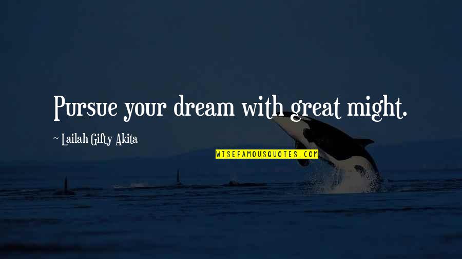 Pursue Dreams Quotes By Lailah Gifty Akita: Pursue your dream with great might.