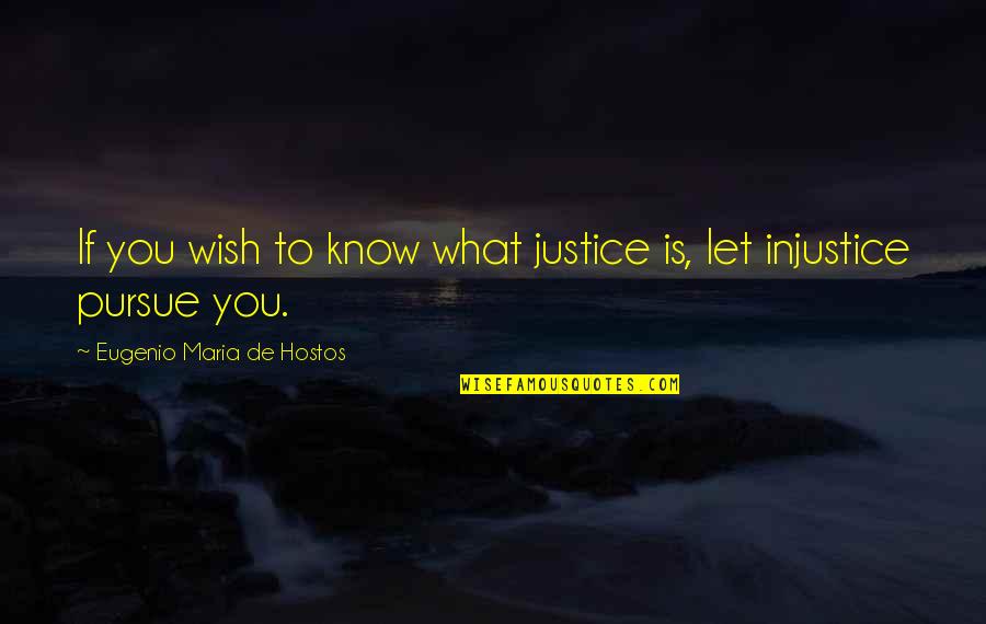 Pursue Justice Quotes By Eugenio Maria De Hostos: If you wish to know what justice is,