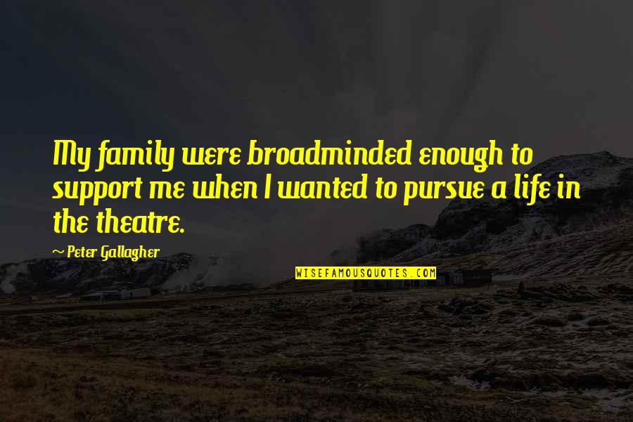 Pursue Life Quotes By Peter Gallagher: My family were broadminded enough to support me