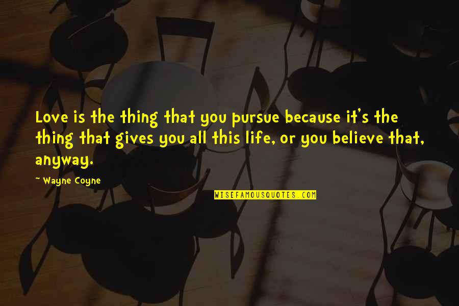 Pursue Life Quotes By Wayne Coyne: Love is the thing that you pursue because
