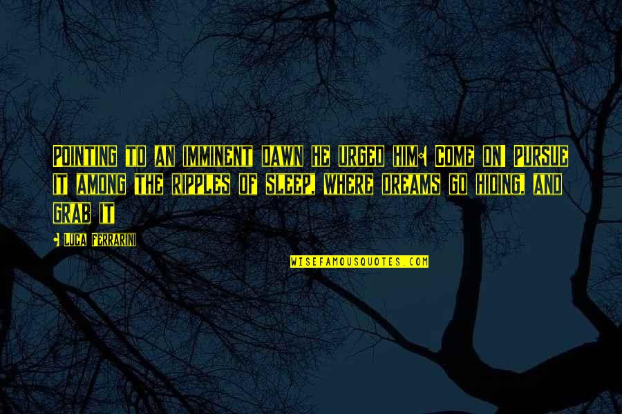 Pursue Quotes By Luca Ferrarini: Pointing to an imminent dawn he urged him: Pursue Quotes By Luca Ferrarini: Pointing to an imminent dawn he urged him: