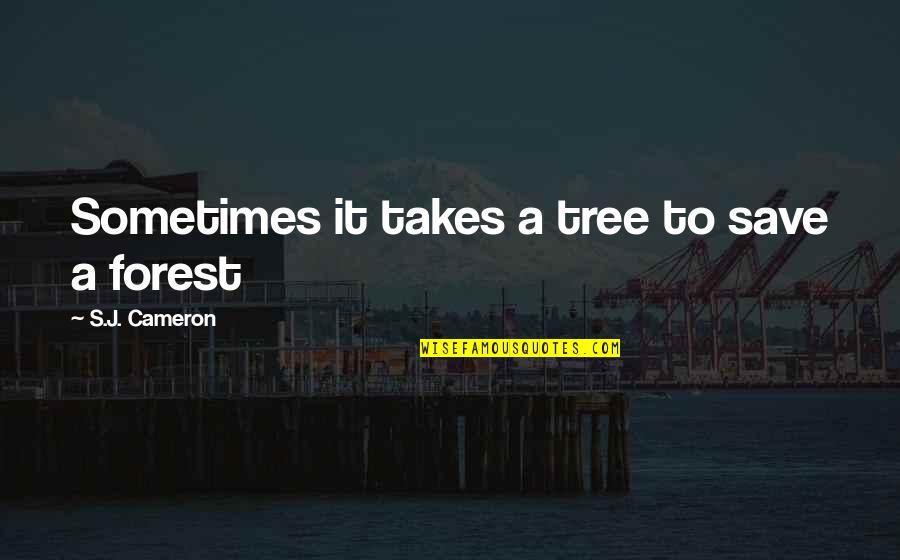 Pursues As A Hunch Quotes By S.J. Cameron: Sometimes it takes a tree to save a Pursues As A Hunch Quotes By S.J. Cameron: Sometimes it takes a tree to save a