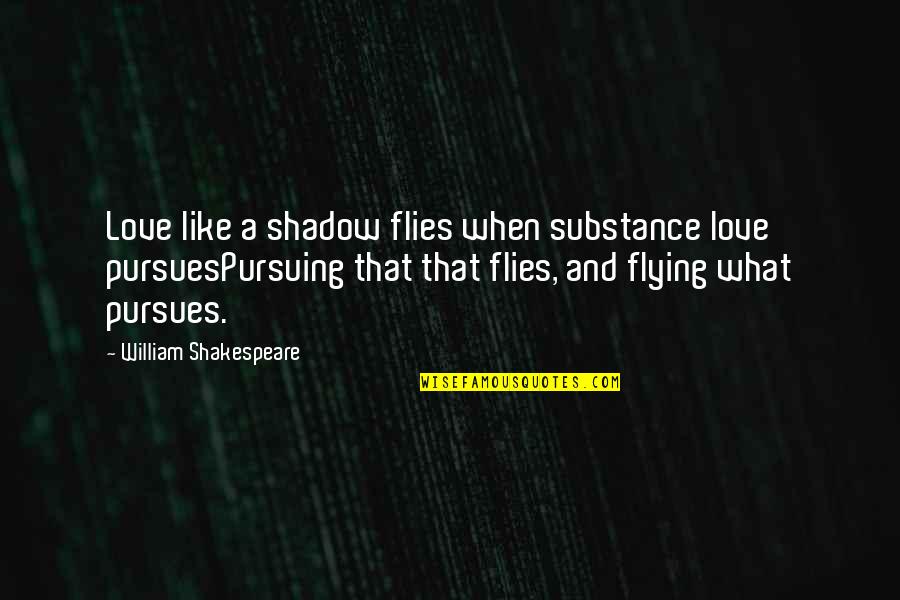 Pursues Quotes By William Shakespeare: Love like a shadow flies when substance love