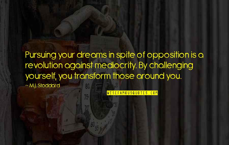 Pursuing Dreams Quotes By M.J. Stoddard: Pursuing your dreams in spite of opposition is