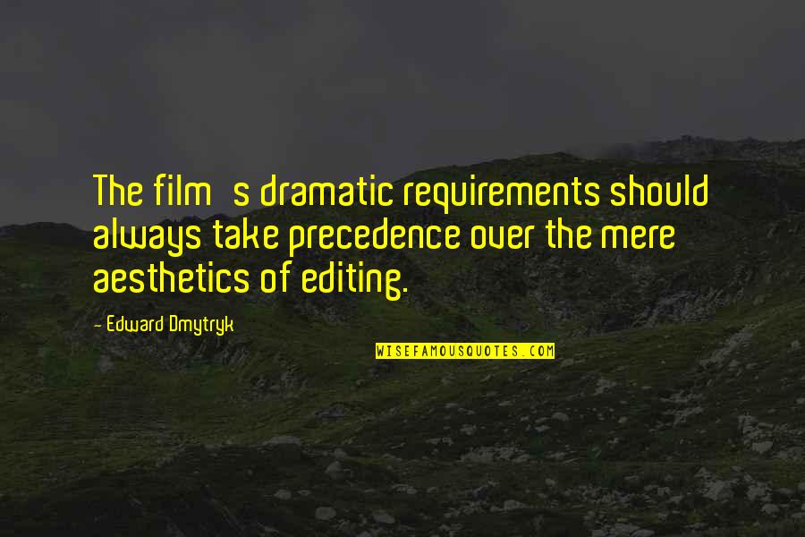 Pursuing Excellence Quotes By Edward Dmytryk: The film's dramatic requirements should always take precedence Pursuing Excellence Quotes By Edward Dmytryk: The film's dramatic requirements should always take precedence