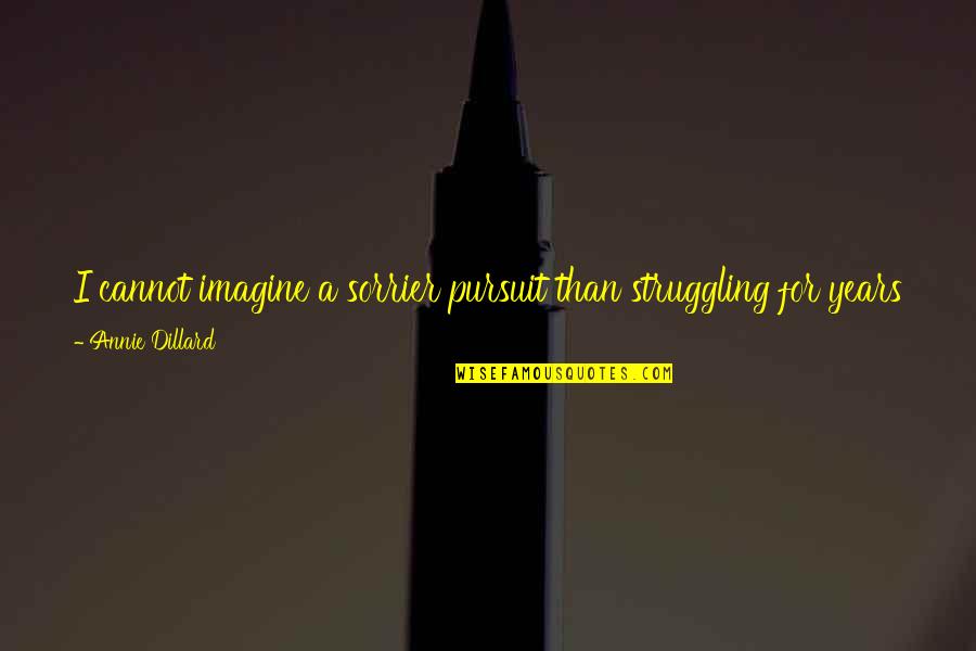 Pursuit For Quotes By Annie Dillard: I cannot imagine a sorrier pursuit than struggling