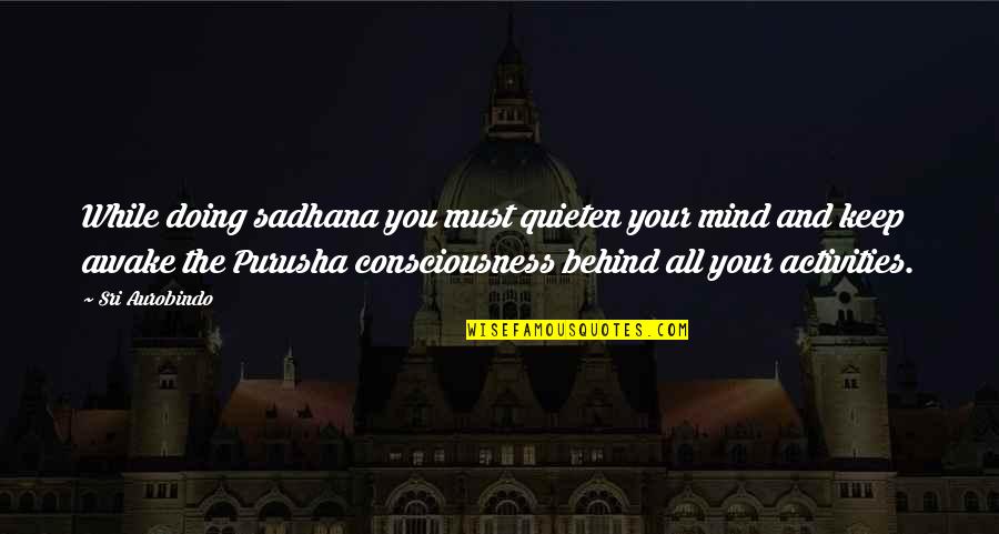 Purusha Quotes By Sri Aurobindo: While doing sadhana you must quieten your mind