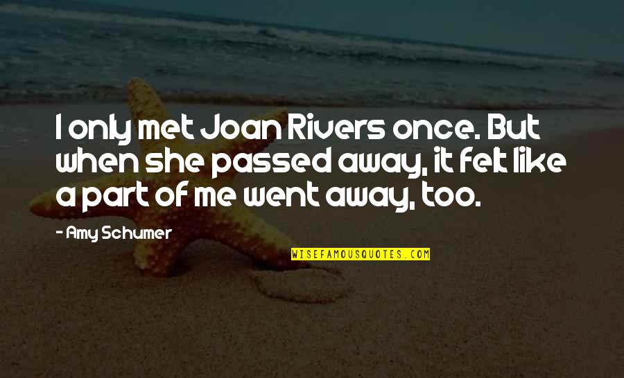 Purushan Vs Pondatti Quotes By Amy Schumer: I only met Joan Rivers once. But when