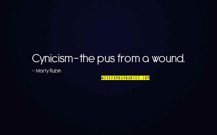 Pus Quotes By Marty Rubin: Cynicism-the pus from a wound.