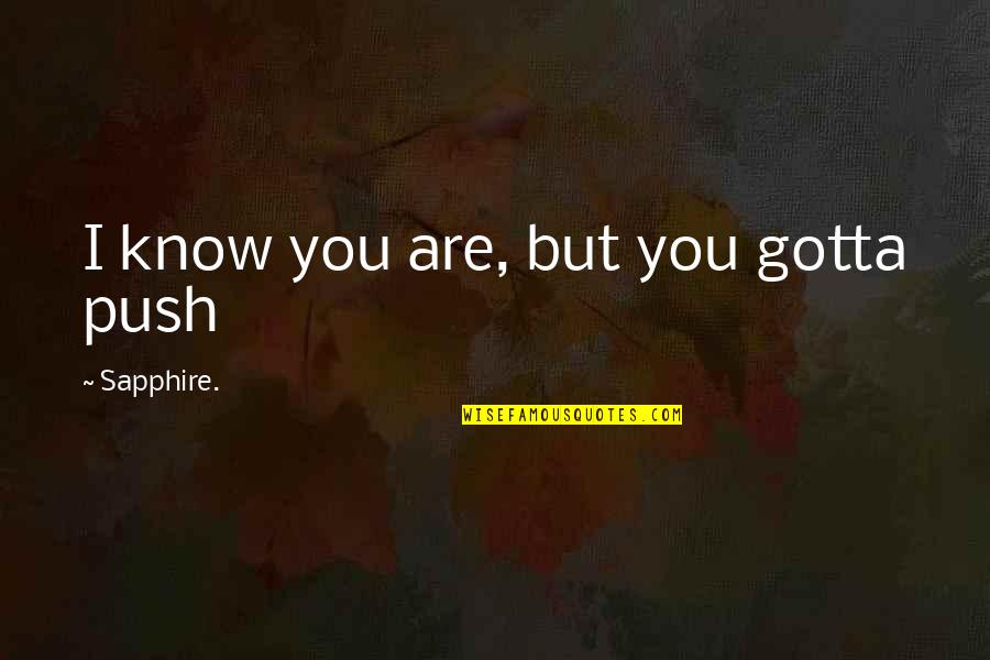 Push By Sapphire Quotes By Sapphire.: I know you are, but you gotta push