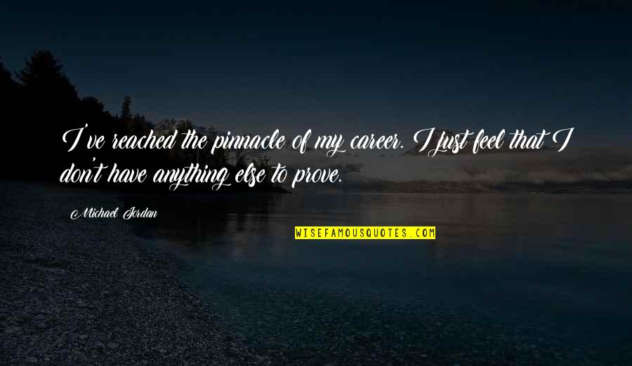 Pushing Away Someone You Love Quotes By Michael Jordan: I've reached the pinnacle of my career. I