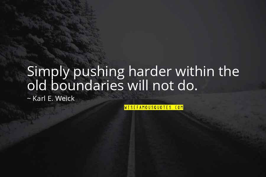 Pushing Harder Quotes By Karl E. Weick: Simply pushing harder within the old boundaries will