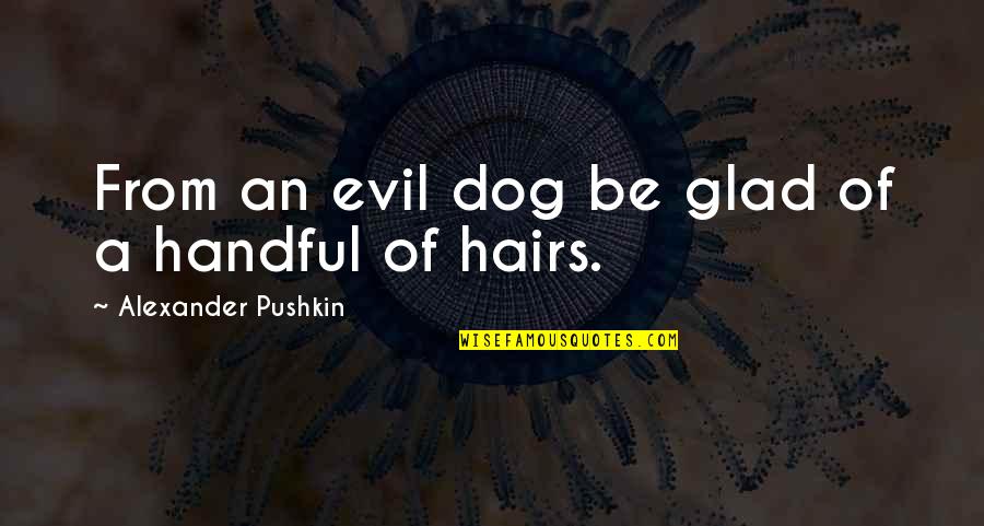 Pushkin Quotes By Alexander Pushkin: From an evil dog be glad of a