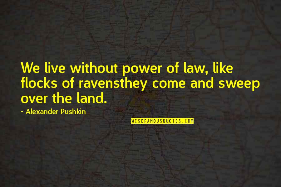 Pushkin Quotes By Alexander Pushkin: We live without power of law, like flocks