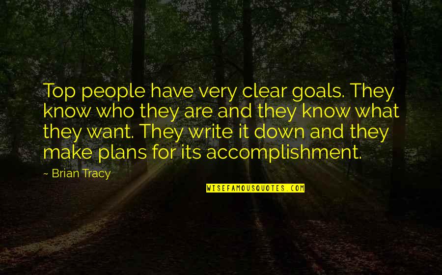 Pustiul Quotes By Brian Tracy: Top people have very clear goals. They know