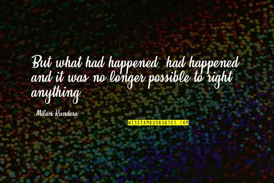 Pusztai Lyv Quotes By Milan Kundera: But what had happened, had happened, and it Pusztai Lyv Quotes By Milan Kundera: But what had happened, had happened, and it