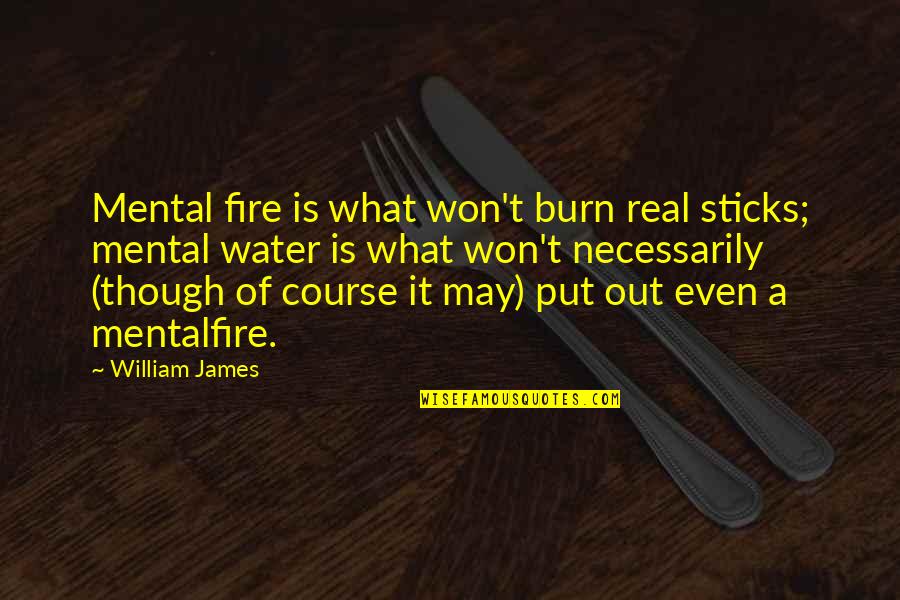 Put Out Fire Quotes By William James: Mental fire is what won't burn real sticks;