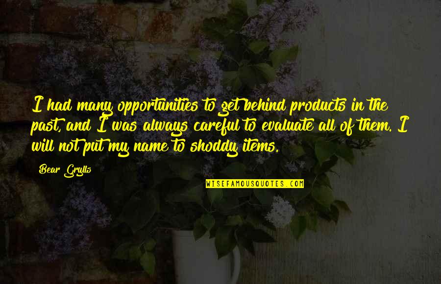 Put Past Behind You Quotes By Bear Grylls: I had many opportunities to get behind products