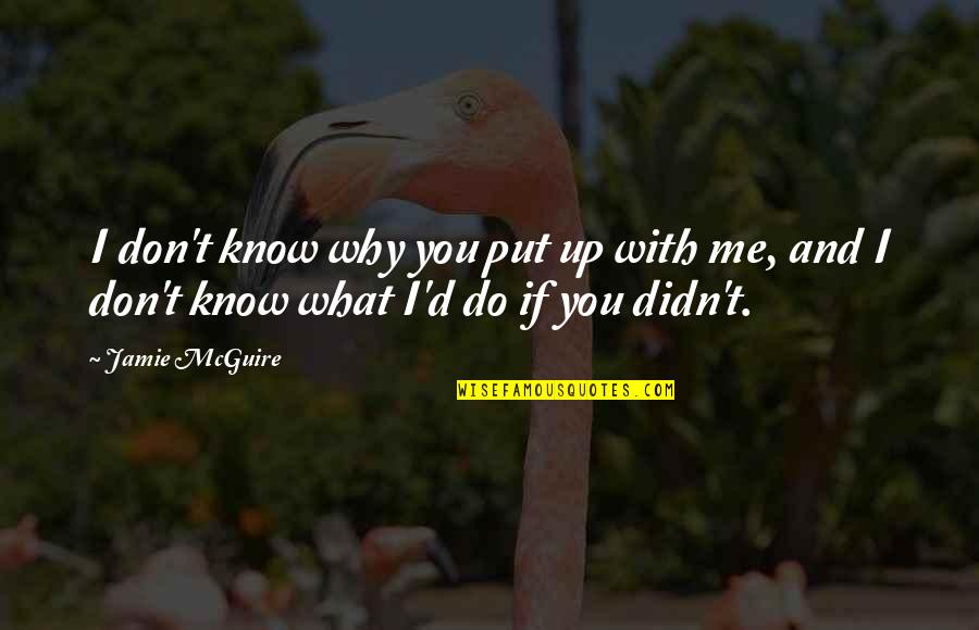 Put Up With Me Quotes By Jamie McGuire: I don't know why you put up with