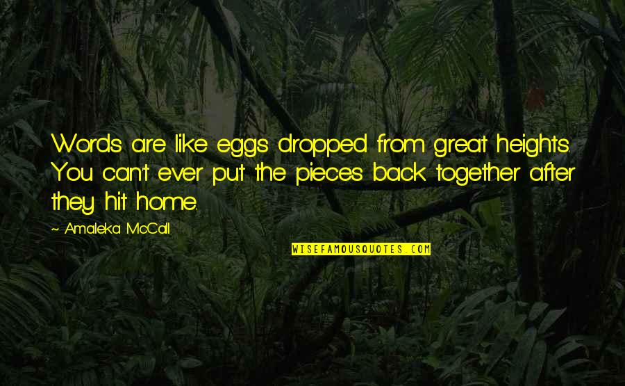 Put Your Life Back Together Quotes By Amaleka McCall: Words are like eggs dropped from great heights. Put Your Life Back Together Quotes By Amaleka McCall: Words are like eggs dropped from great heights.