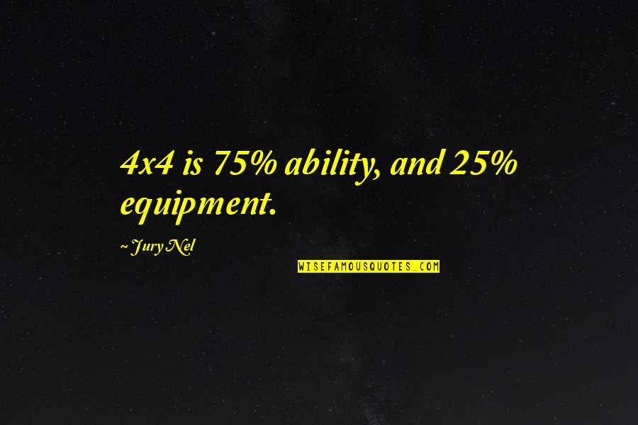 Putoamiskiihtyvyys Quotes By Jury Nel: 4x4 is 75% ability, and 25% equipment. Putoamiskiihtyvyys Quotes By Jury Nel: 4x4 is 75% ability, and 25% equipment.