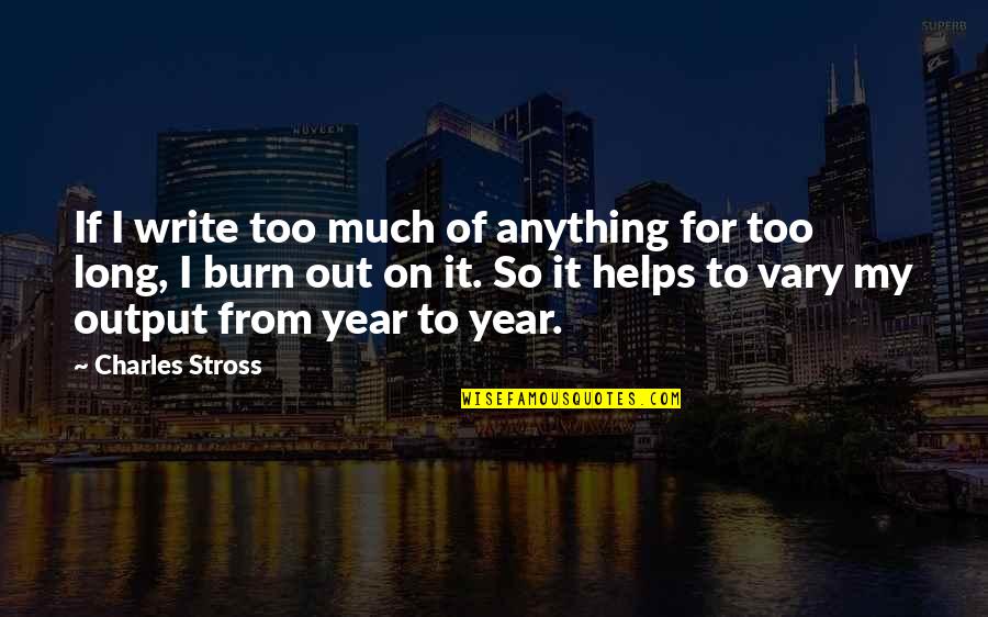 Putted Quotes By Charles Stross: If I write too much of anything for Putted Quotes By Charles Stross: If I write too much of anything for