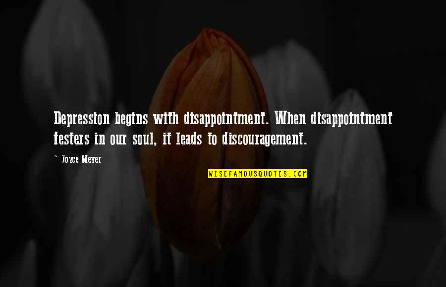 Puttees Wikipedia Quotes By Joyce Meyer: Depression begins with disappointment. When disappointment festers in Puttees Wikipedia Quotes By Joyce Meyer: Depression begins with disappointment. When disappointment festers in