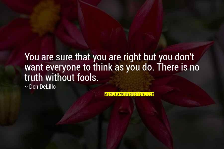 Putting My Wall Back Up Quotes By Don DeLillo: You are sure that you are right but