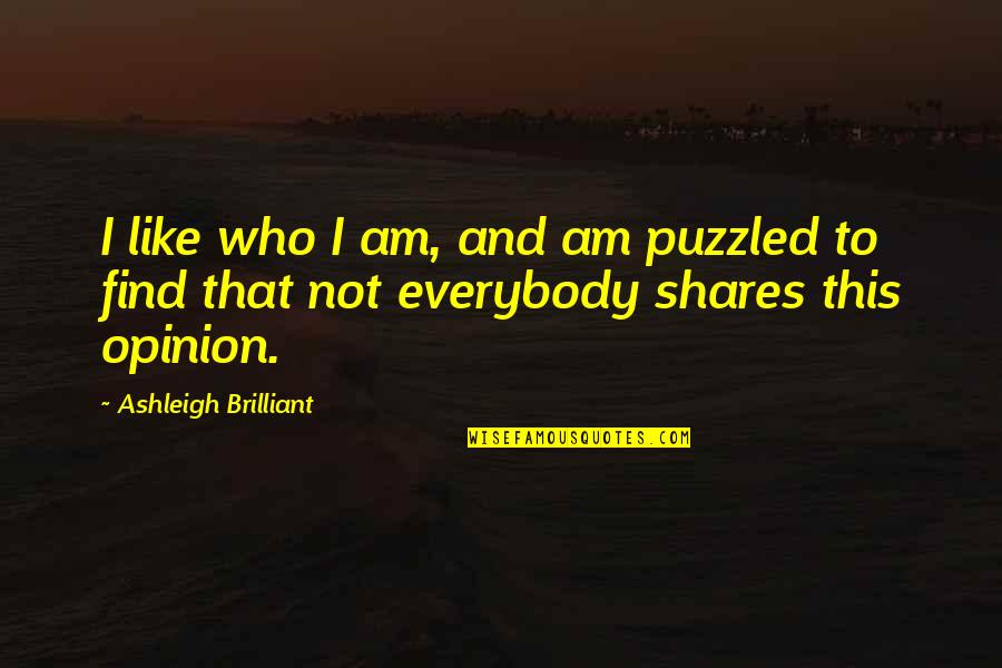Puzzled Quotes By Ashleigh Brilliant: I like who I am, and am puzzled