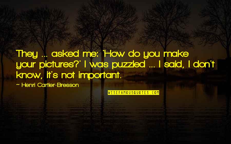 Puzzled Quotes By Henri Cartier-Bresson: They ... asked me: 'How do you make