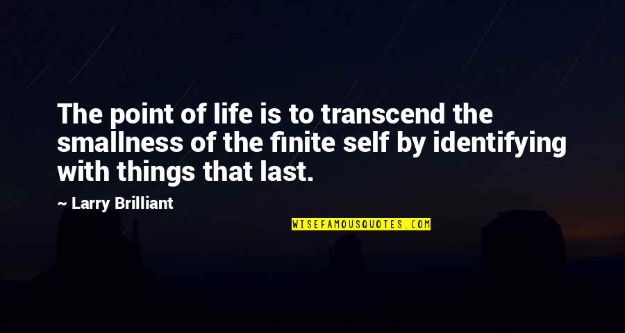Puzzlement Quotes By Larry Brilliant: The point of life is to transcend the
