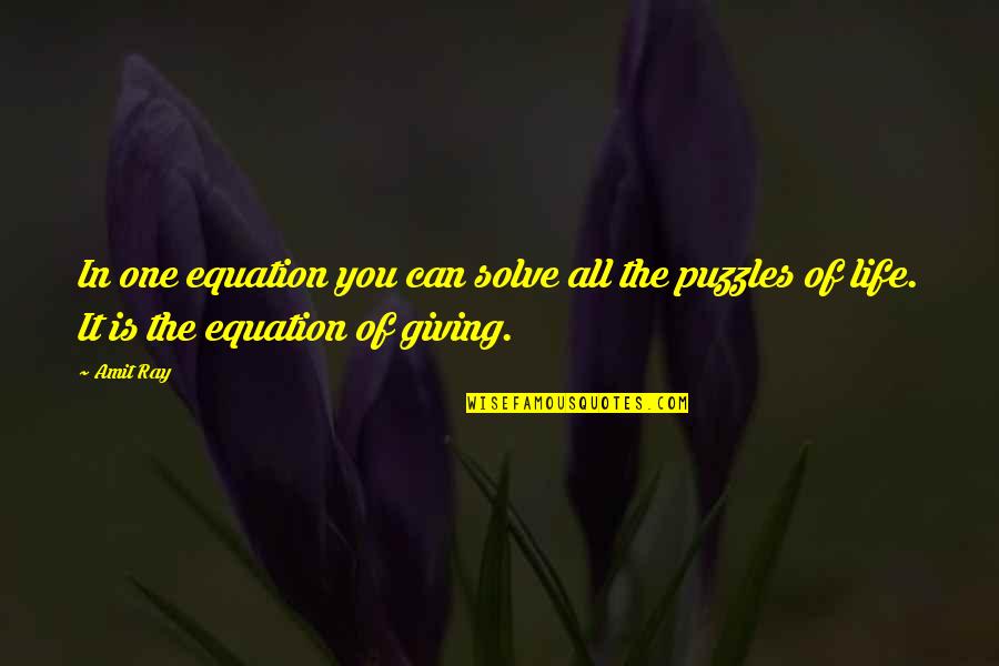 Puzzles In Life Quotes By Amit Ray: In one equation you can solve all the