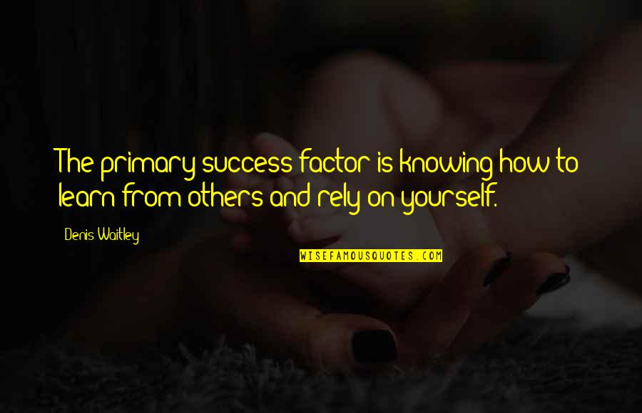 Pyaar Funny Quotes By Denis Waitley: The primary success factor is knowing how to