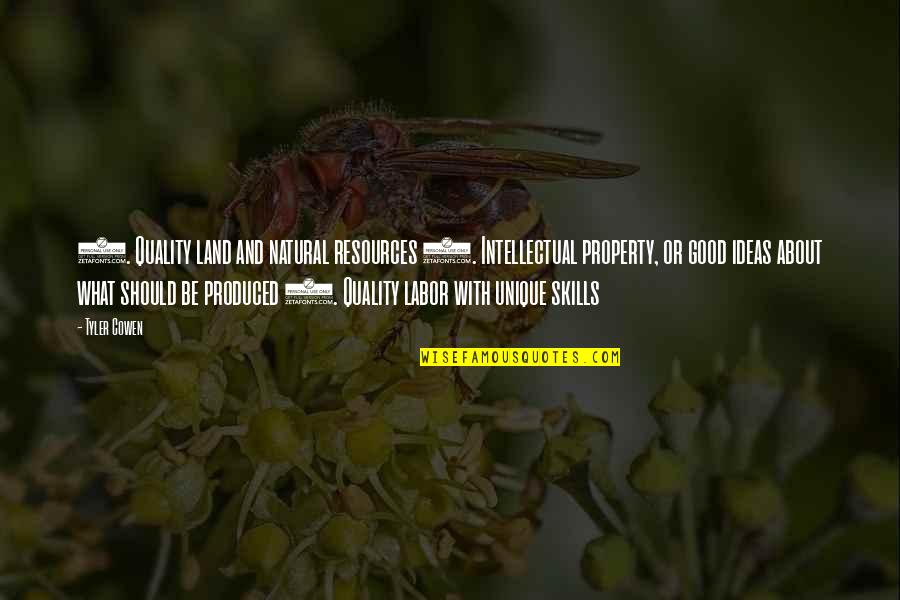 Pyan Chit Quotes By Tyler Cowen: 1. Quality land and natural resources 2. Intellectual