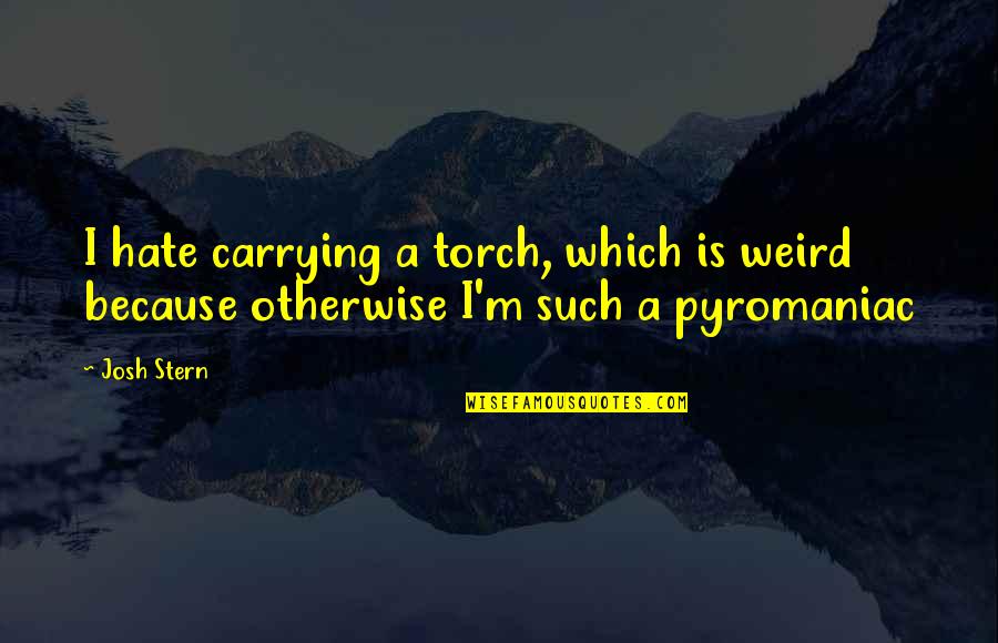 Pyromaniac Quotes By Josh Stern: I hate carrying a torch, which is weird