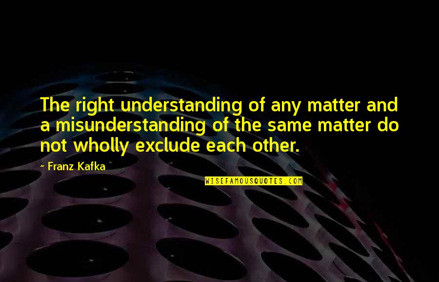 Pyrrho's Quotes By Franz Kafka: The right understanding of any matter and a