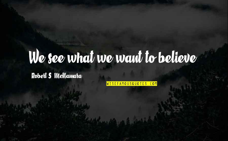 Pyrrhotite Quotes By Robert S. McNamara: We see what we want to believe.