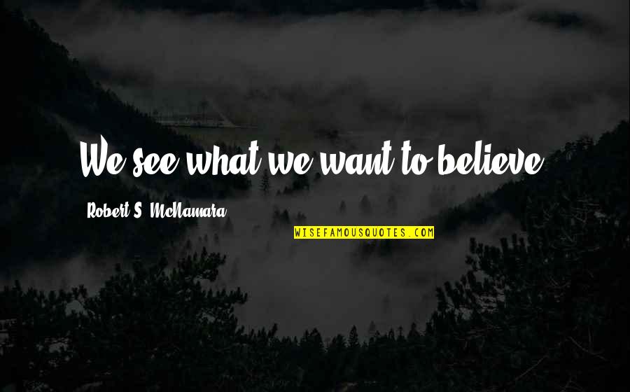 Pyrrhotite Quotes By Robert S. McNamara: We see what we want to believe. Pyrrhotite Quotes By Robert S. McNamara: We see what we want to believe.
