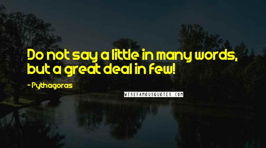 Pythagoras quotes: Do not say a little in many words, but a great deal in few!