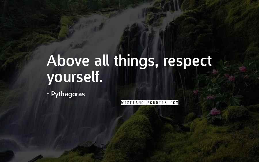 Pythagoras quotes: Above all things, respect yourself.
