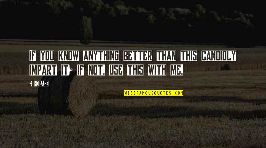 Qadiriya Quotes By Horace: If you know anything better than this candidly