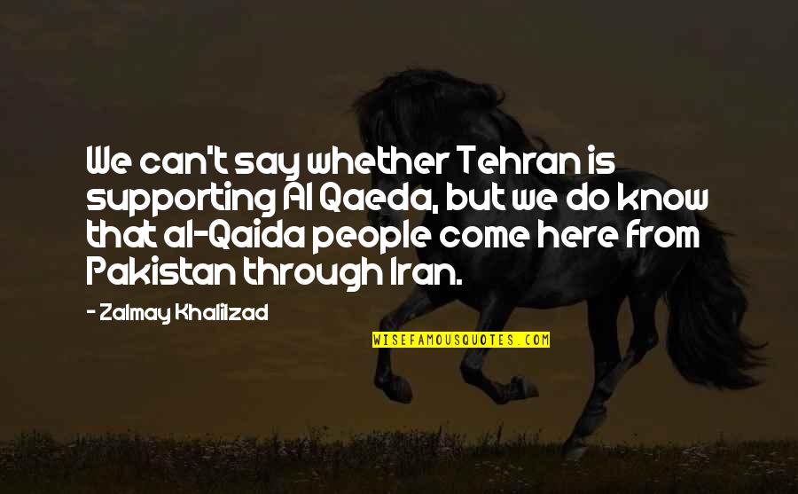 Qaeda Al Quotes By Zalmay Khalilzad: We can't say whether Tehran is supporting Al Qaeda Al Quotes By Zalmay Khalilzad: We can't say whether Tehran is supporting Al