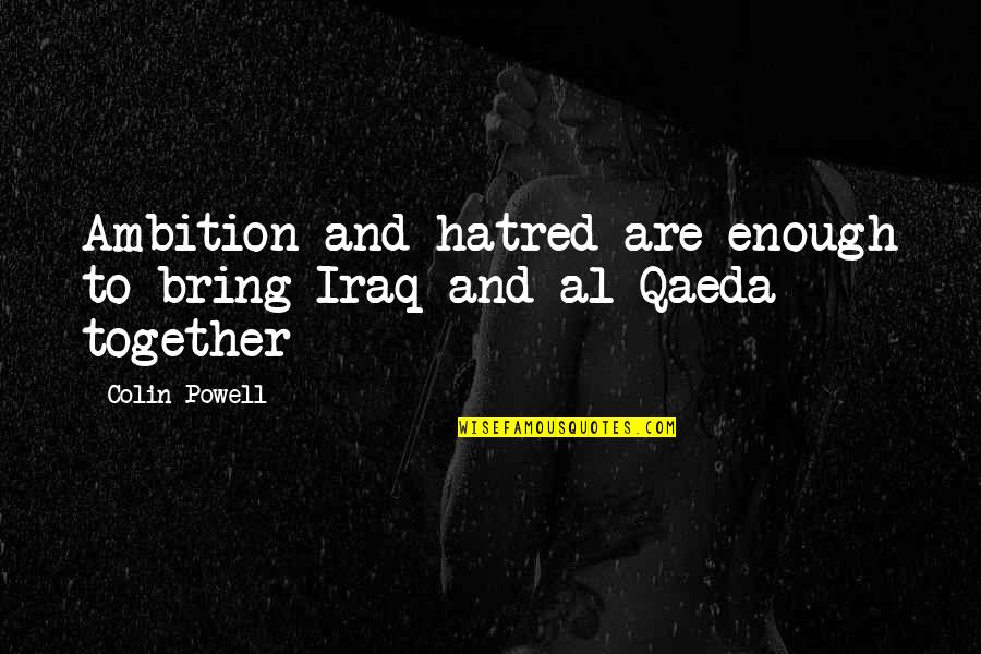 Qaeda's Quotes By Colin Powell: Ambition and hatred are enough to bring Iraq