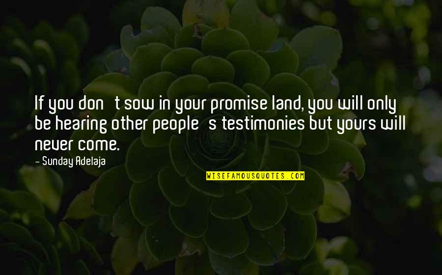 Qalbi Nuuriyaay Quotes By Sunday Adelaja: If you don't sow in your promise land,