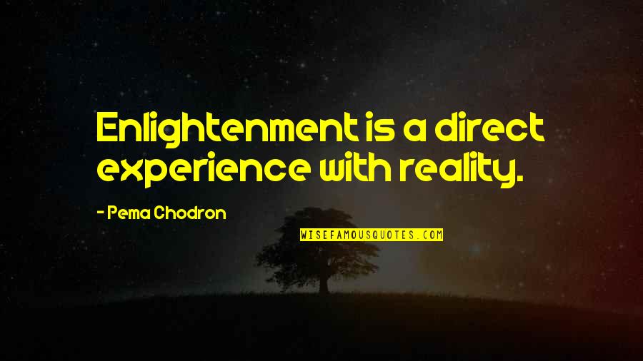 Qandil Jobs Quotes By Pema Chodron: Enlightenment is a direct experience with reality.