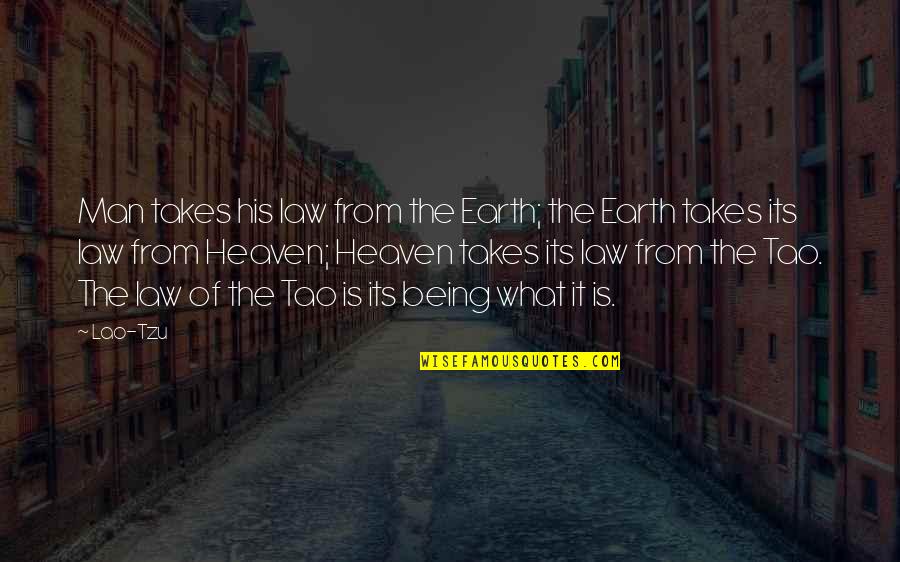 Qari Quotes By Lao-Tzu: Man takes his law from the Earth; the